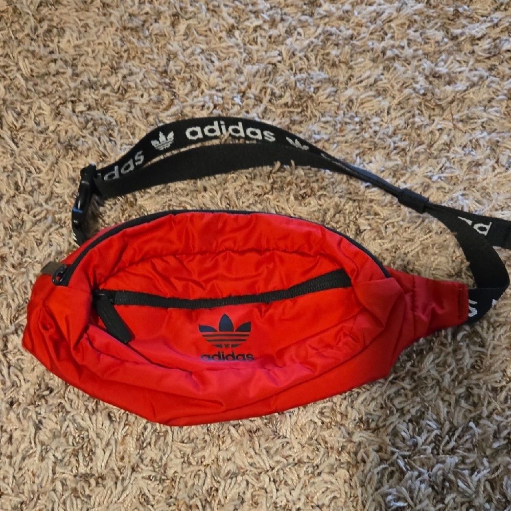 adidas Red Trefoil Sling Bag with Black Branded Strap